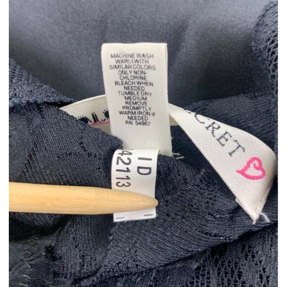 Victorias Secret Long Black Lace Satin Gown High Slit V-Neck Adjustable Medium - Picture 8 of 11